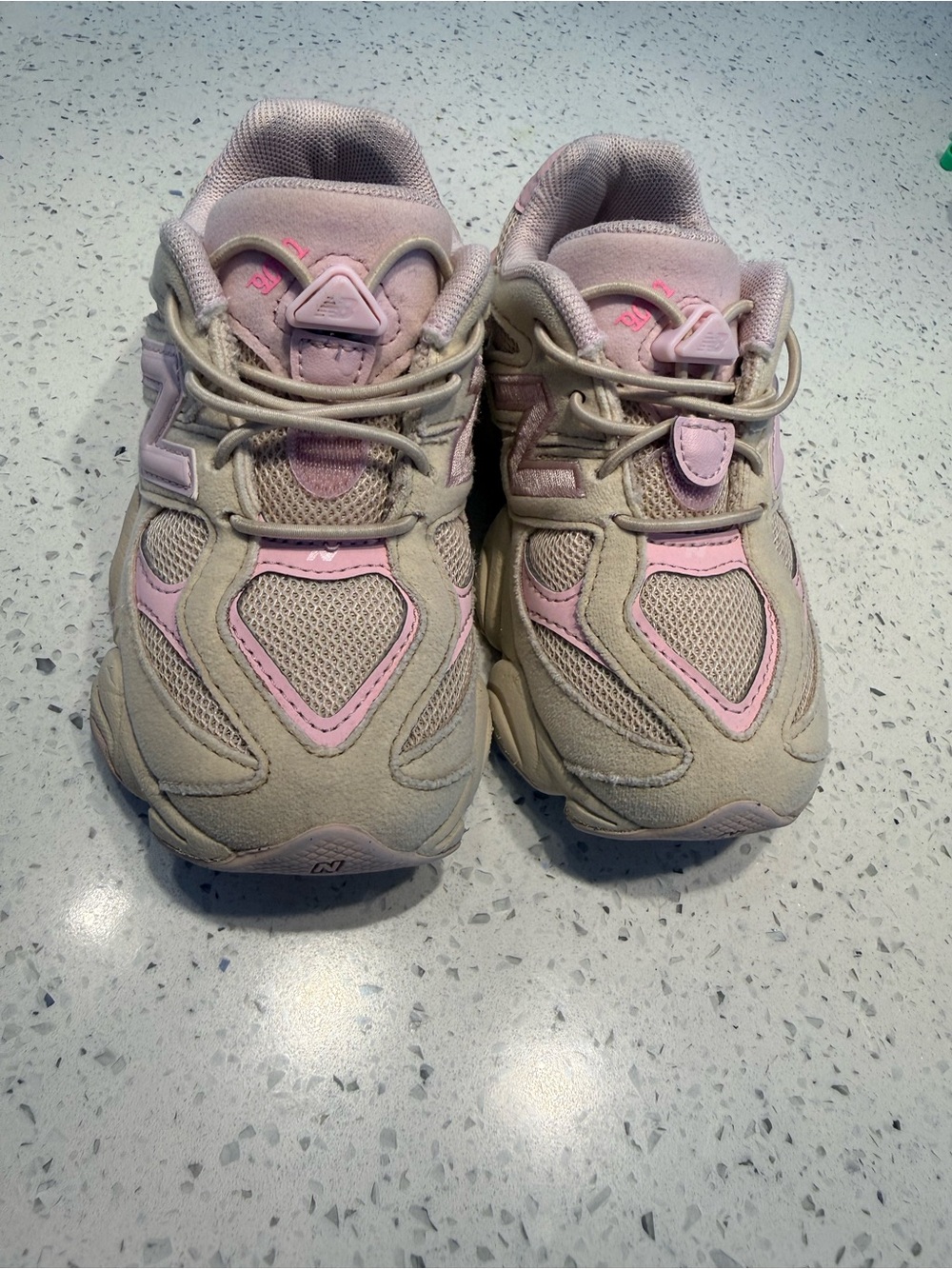 New Balance Kids Beige and Pink Athletic Sneakers